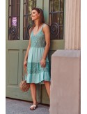 Rochie cu dantela in fata, verde 22120 - Magazin online - Boutique